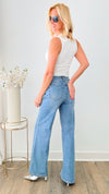 Rhinestone-Studded Wide Jeans-170 Bottoms-Vibrant M.i.U-Coastal Bloom Boutique, find the trendiest versions of the popular styles and looks Located in Indialantic, FL