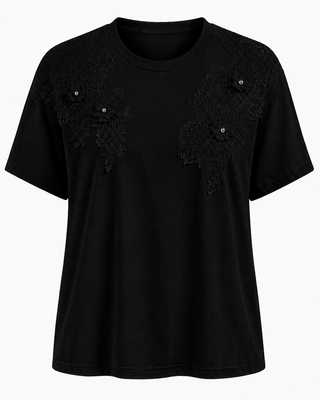 Love in Bloom Short Sleeve Top- Black