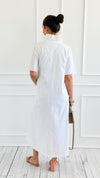 Pleated Collar Midi Dres-White-200 Dresses/Jumpsuits/Rompers-Adrienne-Coastal Bloom Boutique, find the trendiest versions of the popular styles and looks Located in Indialantic, FL
