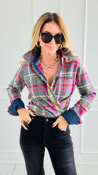 PRE ORDER Cape Cod Flannel Top-110 Long Sleeve Tops-Dizzy Lizzie-Coastal Bloom Boutique, find the trendiest versions of the popular styles and looks Located in Indialantic, FL