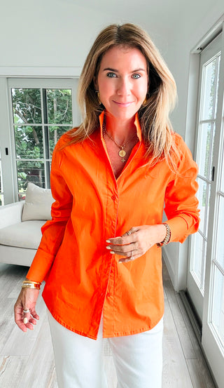 Sutton Italian Button Up Blouse- Orange