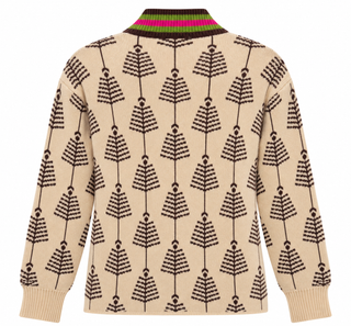 Tree Print Split Neck Top