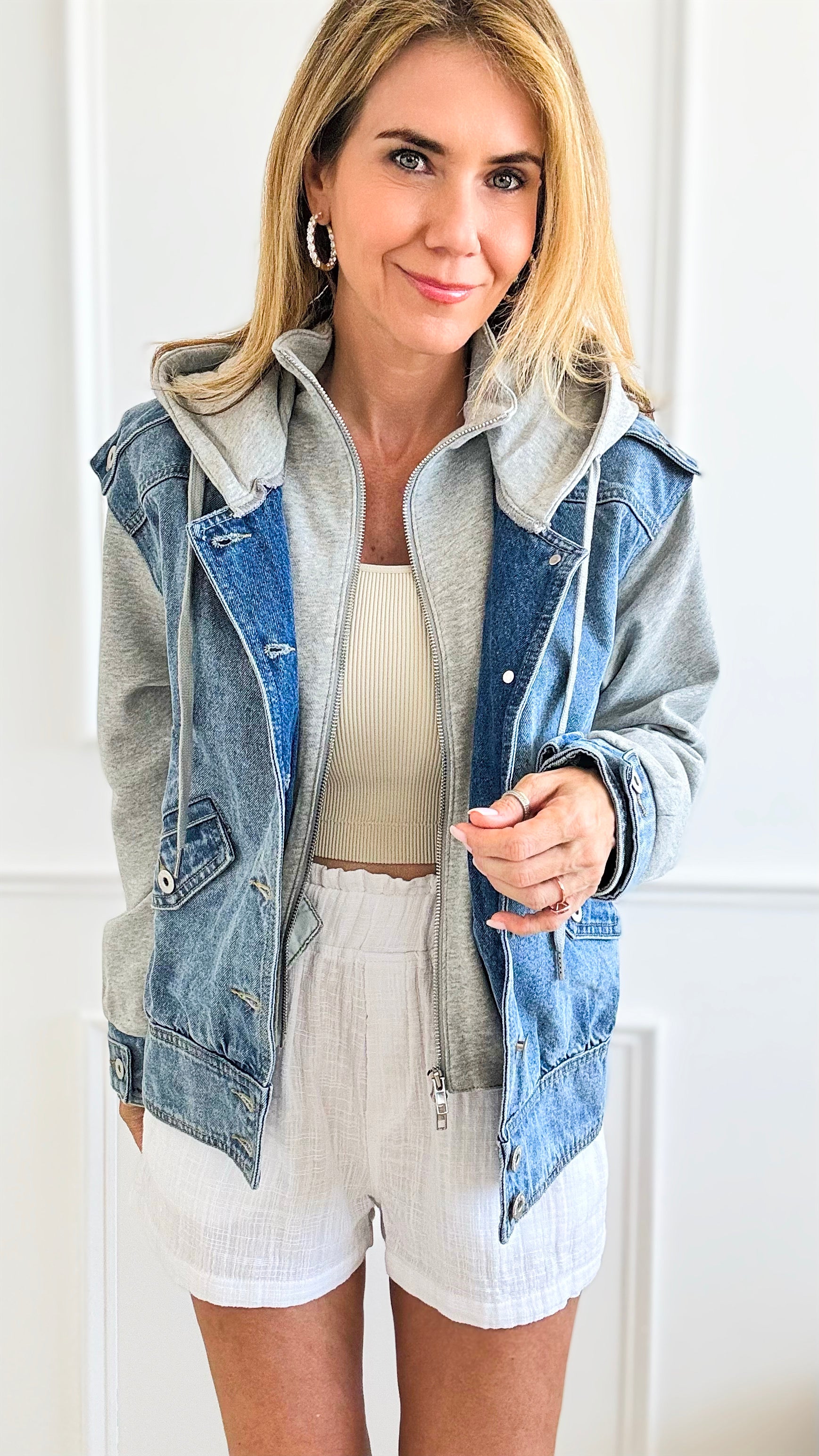 Buttoned Up & Zip Up Dual Front Hoodie Jacket-160 Jackets-Dance and Marvel-Coastal Bloom Boutique, find the trendiest versions of the popular styles and looks Located in Indialantic, FL