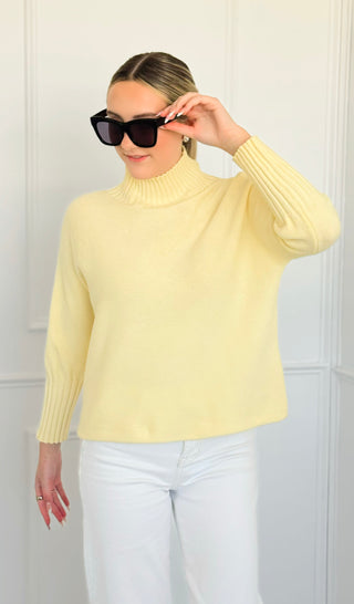 Break Free Long Sleeve Italian Sweater Top - Butter Yellow