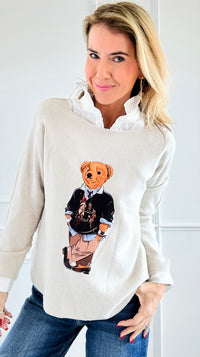 Jerry The Bear Italian Pullover- Ecru-140 Sweaters-Italianissimo-Coastal Bloom Boutique, find the trendiest versions of the popular styles and looks Located in Indialantic, FL