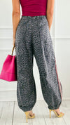 Run Wild Stripe Detail Pants - Black Leopard-170 Bottoms-POL-Coastal Bloom Boutique, find the trendiest versions of the popular styles and looks Located in Indialantic, FL
