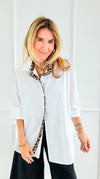 Wild Contrast Collar Italian Shirt-110 Long Sleeve Tops-STAR SRL-Coastal Bloom Boutique, find the trendiest versions of the popular styles and looks Located in Indialantic, FL