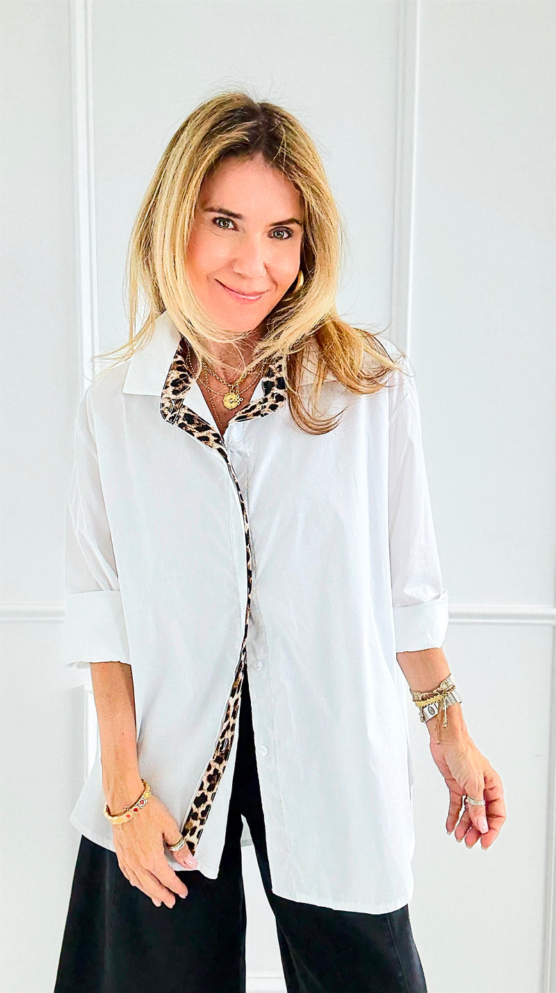 Wild Contrast Collar Italian Shirt-110 Long Sleeve Tops-STAR SRL-Coastal Bloom Boutique, find the trendiest versions of the popular styles and looks Located in Indialantic, FL