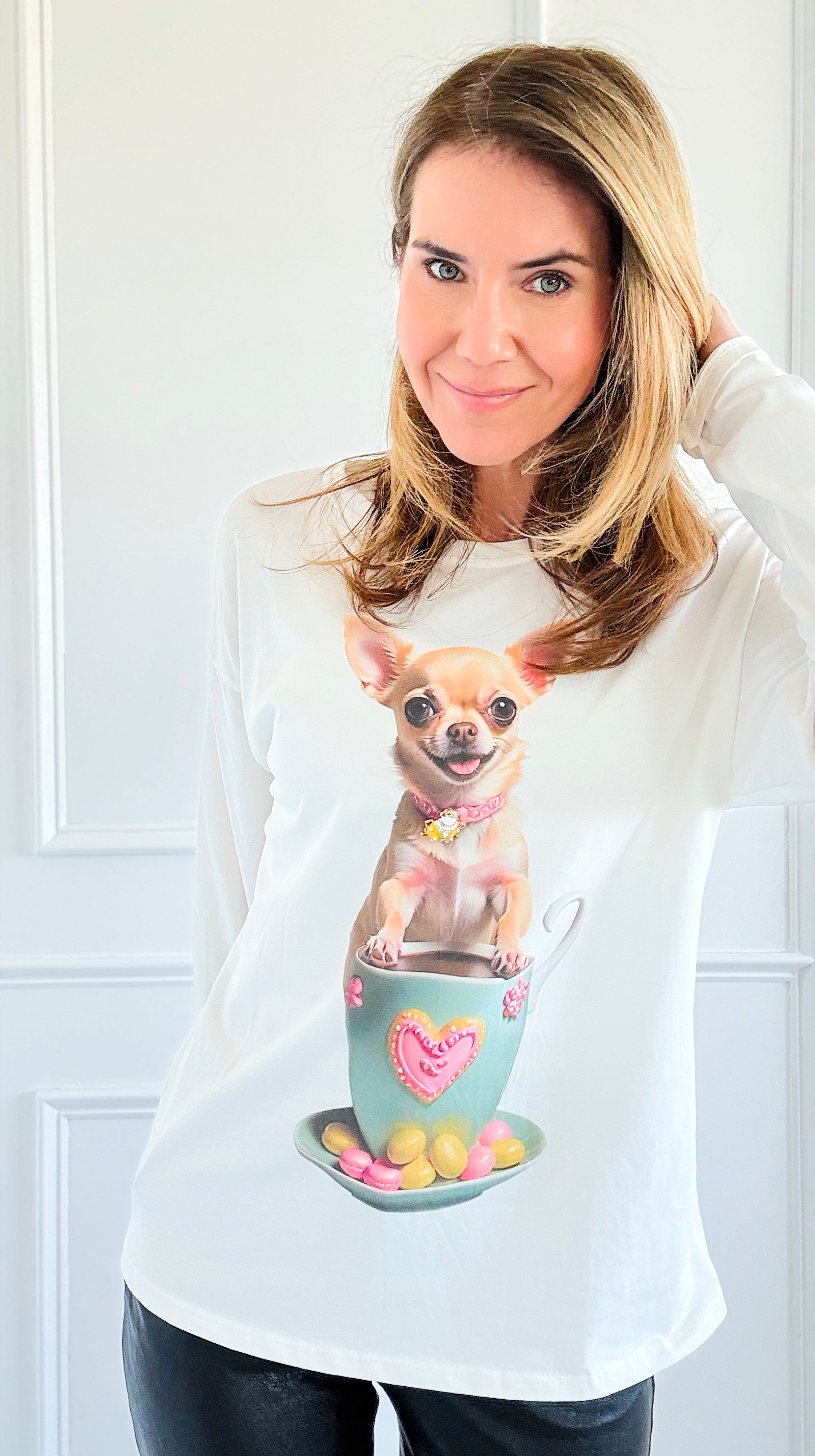 Sweet Puppy Italian Pullover-110 Long Sleeve Tops-Italianissimo-Coastal Bloom Boutique, find the trendiest versions of the popular styles and looks Located in Indialantic, FL