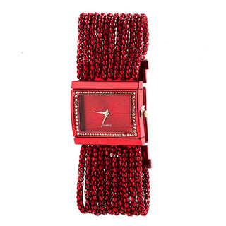 Couture Beaded Bracelet Watch - Red