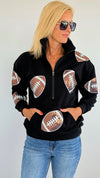 Football Half Zip Sweatshirt-130 Long Sleeve Tops-Jess Lea-Coastal Bloom Boutique, find the trendiest versions of the popular styles and looks Located in Indialantic, FL