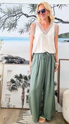 Easy Breezy Italian Linen - Light Olive-pants-Italianissimo-Coastal Bloom Boutique, find the trendiest versions of the popular styles and looks Located in Indialantic, FL