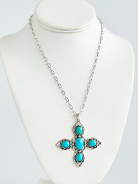 Turquoise Cross Pendant Necklace-230 Jewelry-NYW-Coastal Bloom Boutique, find the trendiest versions of the popular styles and looks Located in Indialantic, FL