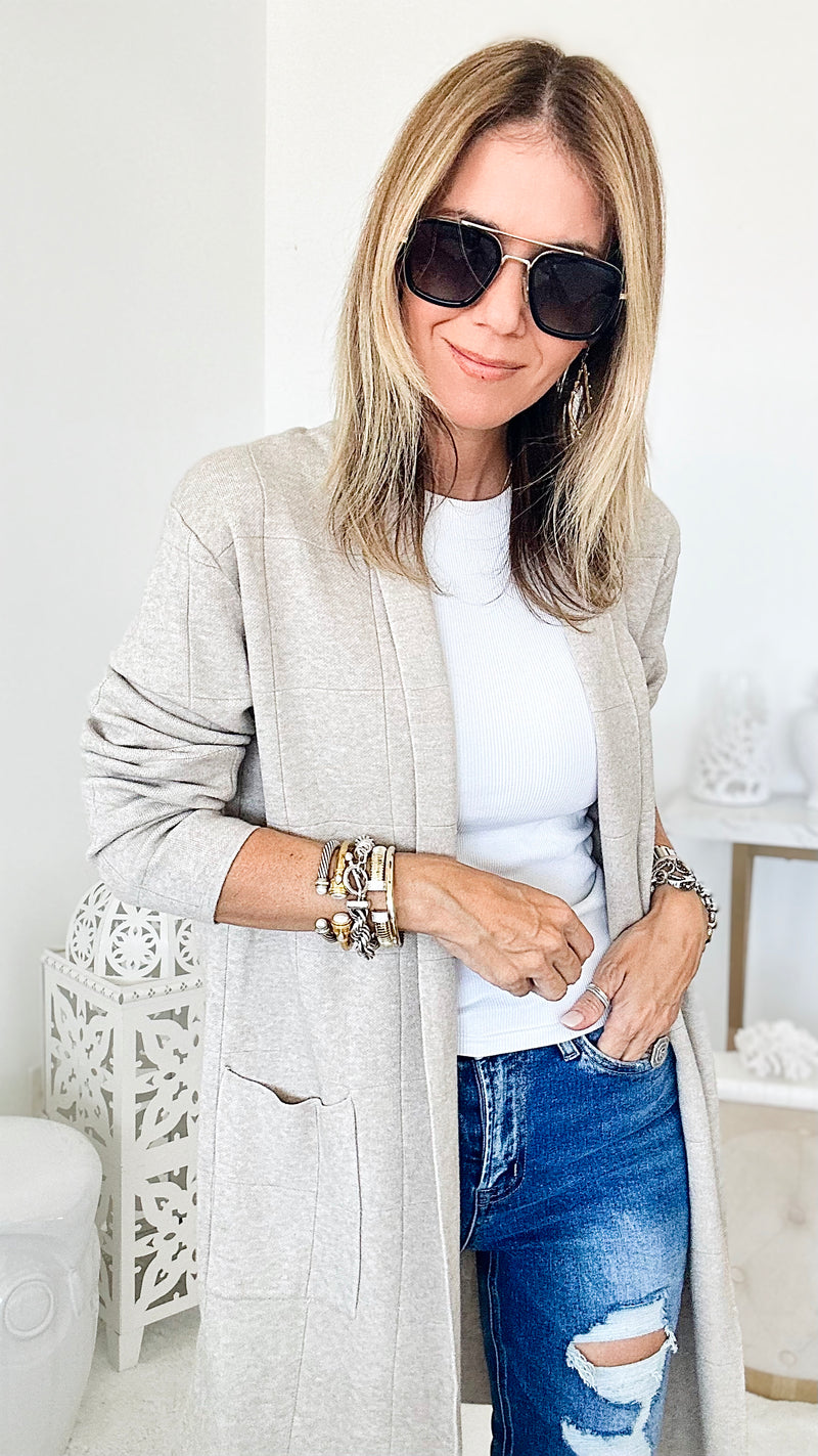 Brentwood Italian Cardigan - Heather Beige-150 Cardigans/Layers-Germany-Coastal Bloom Boutique, find the trendiest versions of the popular styles and looks Located in Indialantic, FL