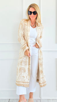 Adorable Italian Long Jacket- Beige-160 Jackets-K2-Coastal Bloom Boutique, find the trendiest versions of the popular styles and looks Located in Indialantic, FL