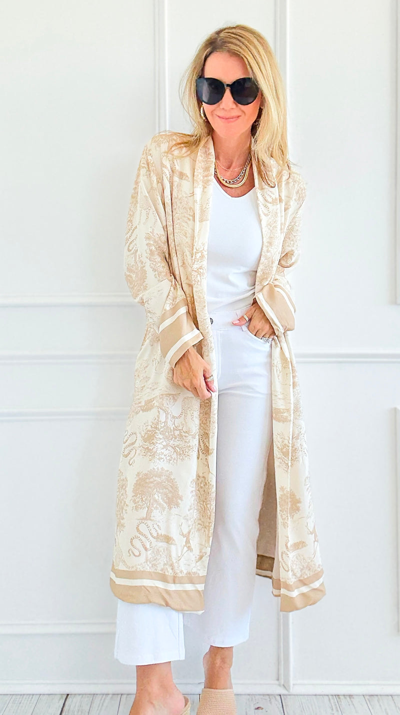 Adorable Italian Long Jacket- Beige-160 Jackets-K2-Coastal Bloom Boutique, find the trendiest versions of the popular styles and looks Located in Indialantic, FL