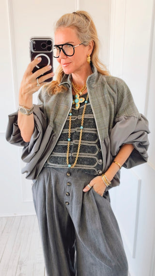 City Chic Plaid Puff Italian Jacket