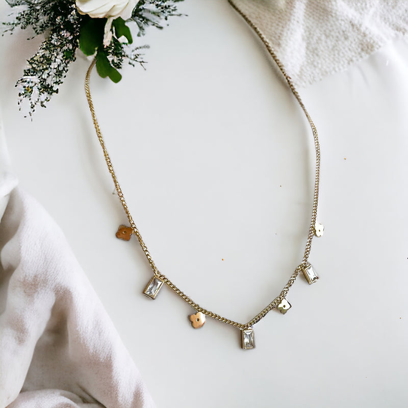 Rectangle Cut & Clover Pendant Necklace-230 Jewelry-Darling-Coastal Bloom Boutique, find the trendiest versions of the popular styles and looks Located in Indialantic, FL