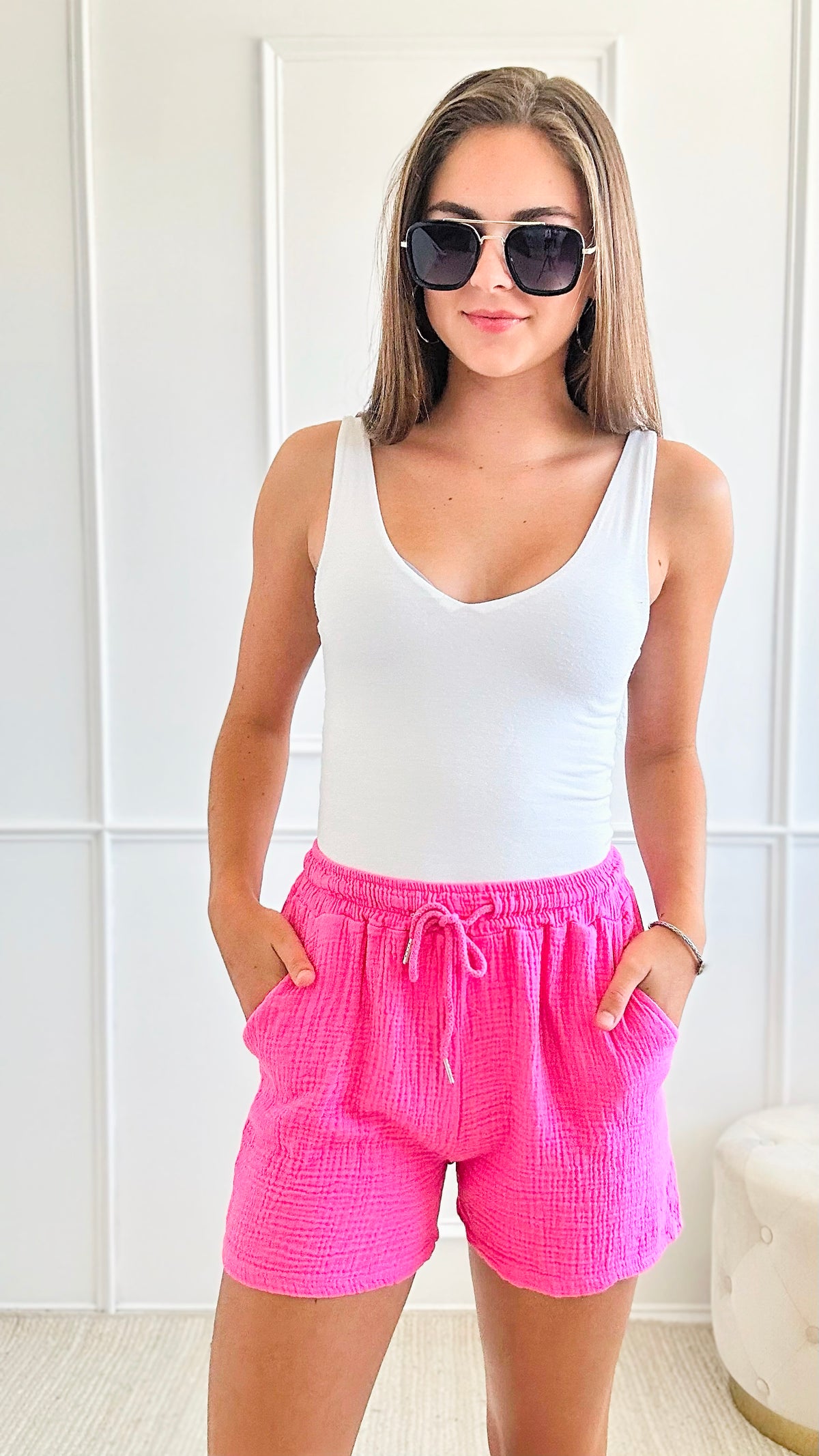 Whispering Willow Italian Short - Pink-Short-Italianissimo-Coastal Bloom Boutique, find the trendiest versions of the popular styles and looks Located in Indialantic, FL