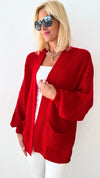 Sugar High Italian Cardigan- Red-150 Cardigans/Layers-Italianissimo-Coastal Bloom Boutique, find the trendiest versions of the popular styles and looks Located in Indialantic, FL
