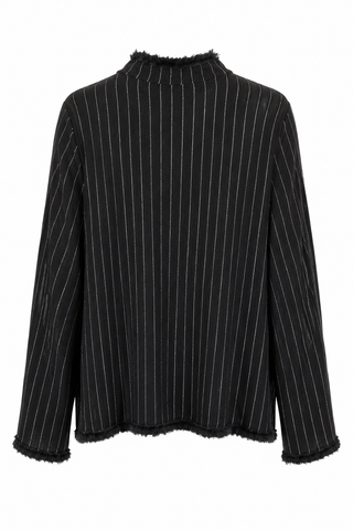 Pinstripe Prestige Fringe Trim Linen Italian Blazer