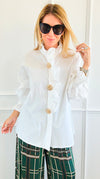 White Belle Italian Woven Blouse-110 Long Sleeve Tops-TATTOO Z-Coastal Bloom Boutique, find the trendiest versions of the popular styles and looks Located in Indialantic, FL