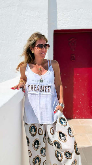 Fearlessly Dreaming Italian Tank Top- White