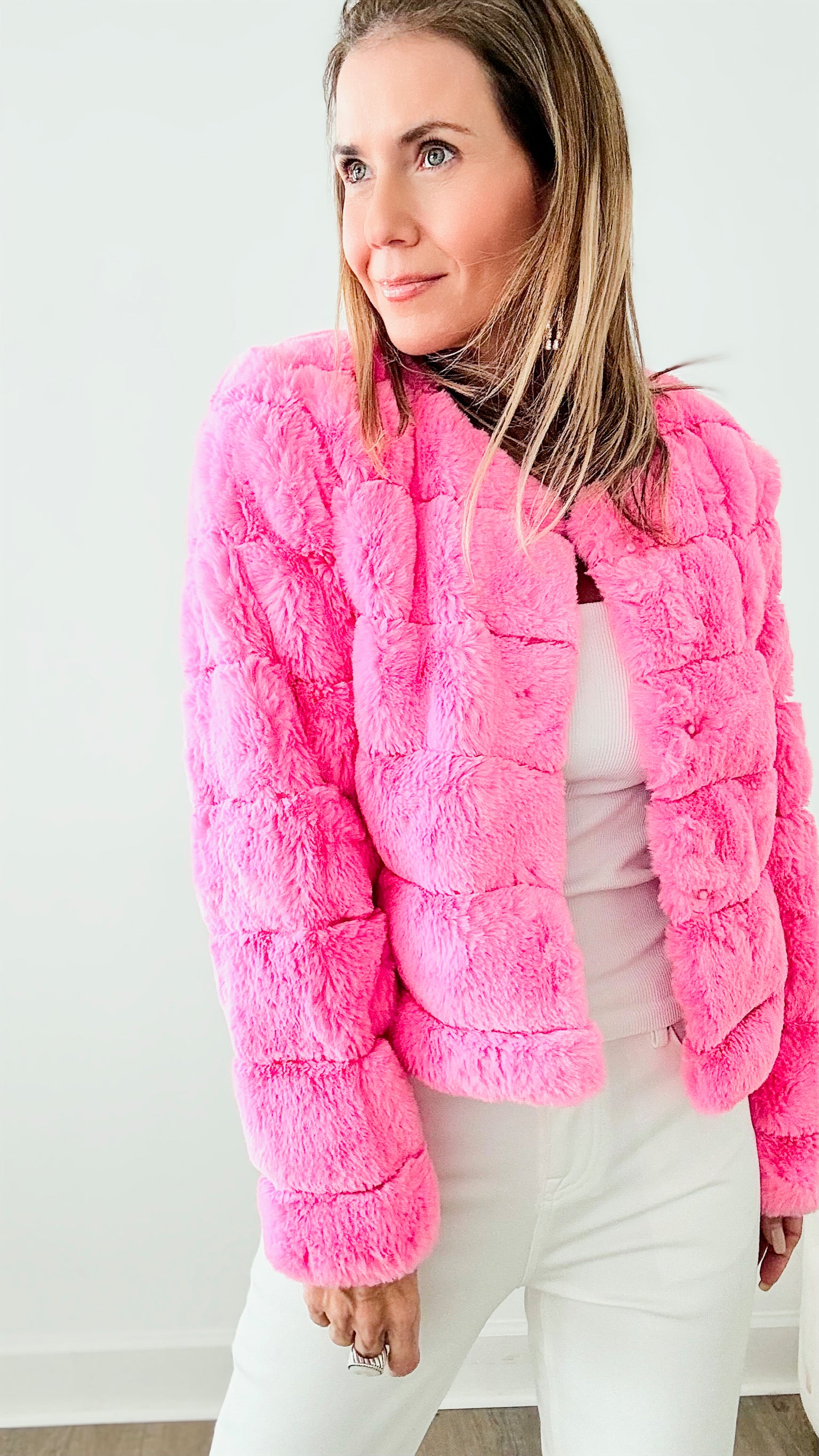 Pink quilted clearance jacket