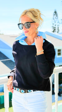 Off-Duty Boatneck Fleece Sweatshirt - Black-110 Long Sleeve Tops-Zenana-Coastal Bloom Boutique, find the trendiest versions of the popular styles and looks Located in Indialantic, FL
