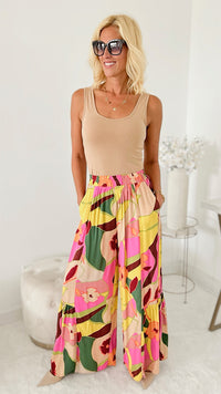 Good Vibes Vibrant Palazzo Pants-170 Bottoms-EASEL-Coastal Bloom Boutique, find the trendiest versions of the popular styles and looks Located in Indialantic, FL