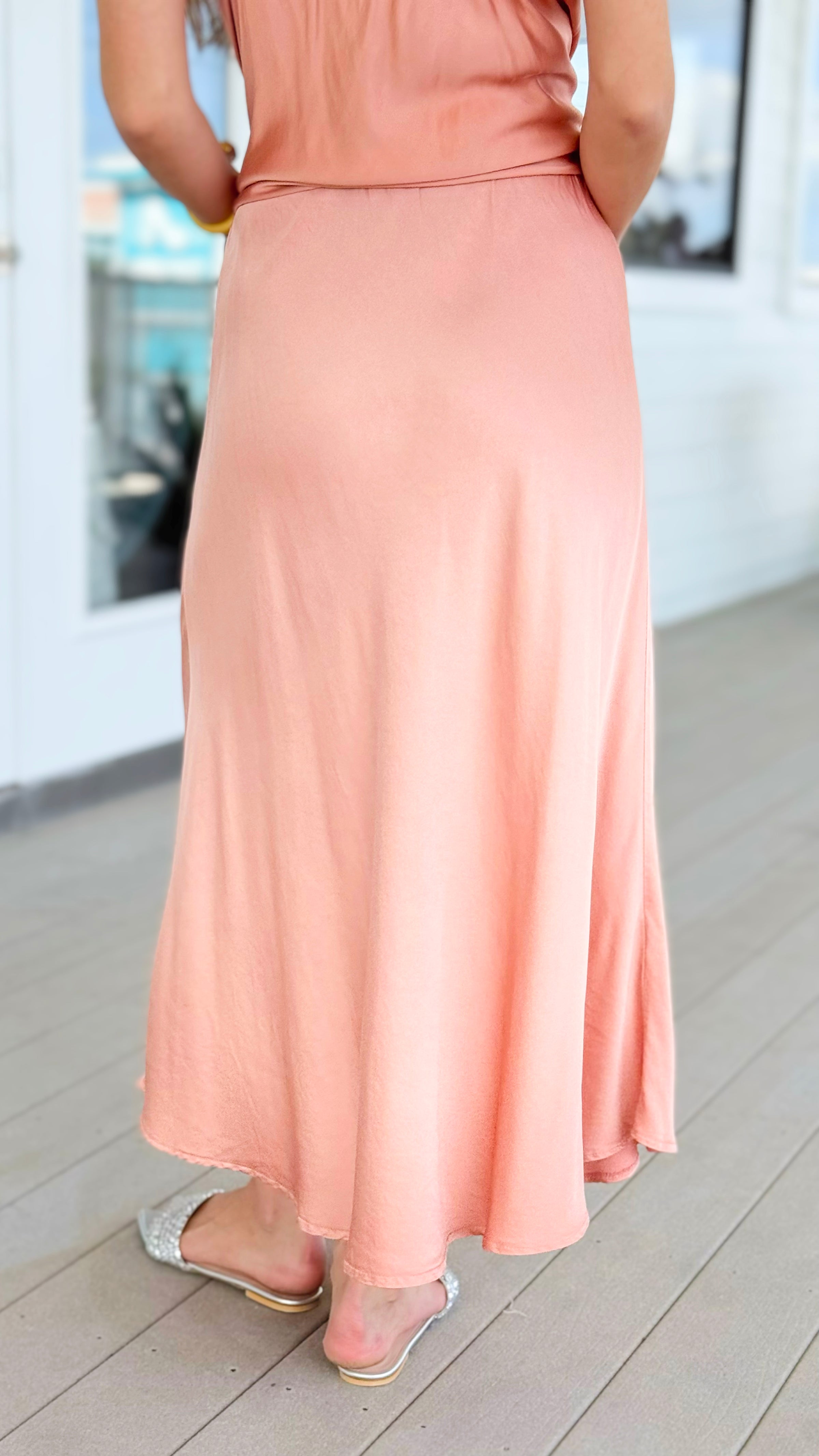 Just My Type Italian Skirt- Peach