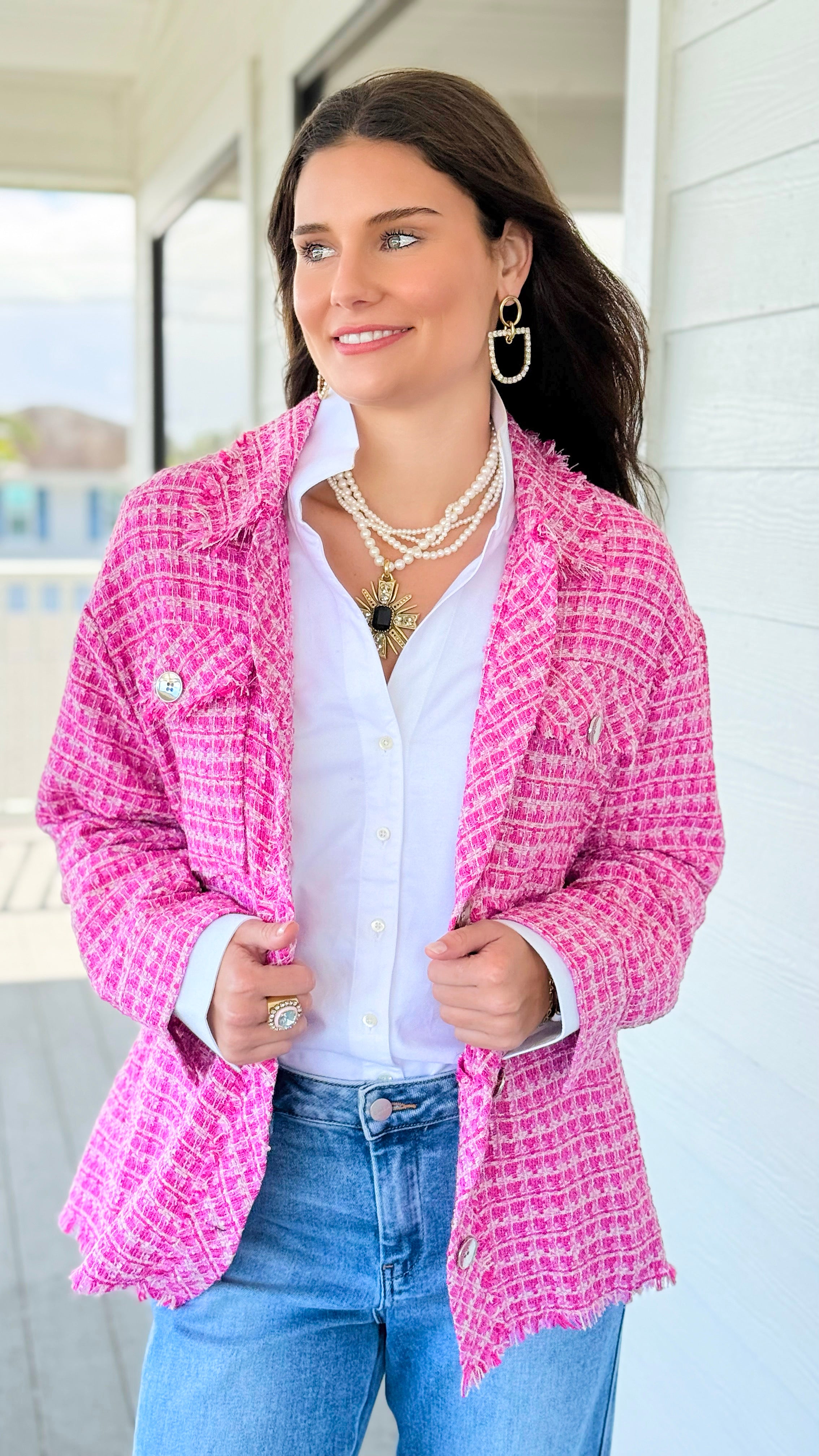 City Lights Textured Tweed Jacket-160 Jackets-simi bloom-Coastal Bloom Boutique, find the trendiest versions of the popular styles and looks Located in Indialantic, FL