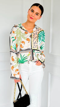 Tropical Vibes Italian Blouse-110 Long Sleeve Tops-SORPRESA-Coastal Bloom Boutique, find the trendiest versions of the popular styles and looks Located in Indialantic, FL