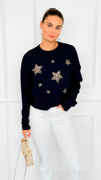 Star Wild Long Sleeve Top- Navy-110 Long Sleeve Tops-V SKY-Coastal Bloom Boutique, find the trendiest versions of the popular styles and looks Located in Indialantic, FL