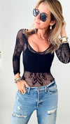 Lace Skin Tight Layering Bodysuit-220 Intimates-YELETE-Coastal Bloom Boutique, find the trendiest versions of the popular styles and looks Located in Indialantic, FL