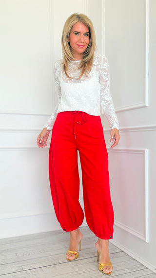 Cancelled Plans Italian Jogger Pant - Red