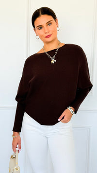 Ribbed Italian Pullover- Chocolate-140 Sweaters-Italianissimo-Coastal Bloom Boutique, find the trendiest versions of the popular styles and looks Located in Indialantic, FL