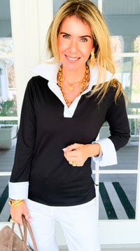 The Frankie Button Down Top - Black