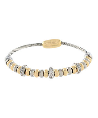 Two Tone Beaded Station Magnetic Bracelet