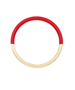 Red and gold hoop on a white background