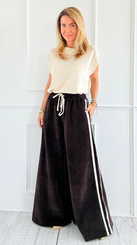 Tracked Threads Italian Palazzo- Chocolate-100 Pants-AZUL MONACO-Coastal Bloom Boutique, find the trendiest versions of the popular styles and looks Located in Indialantic, FL