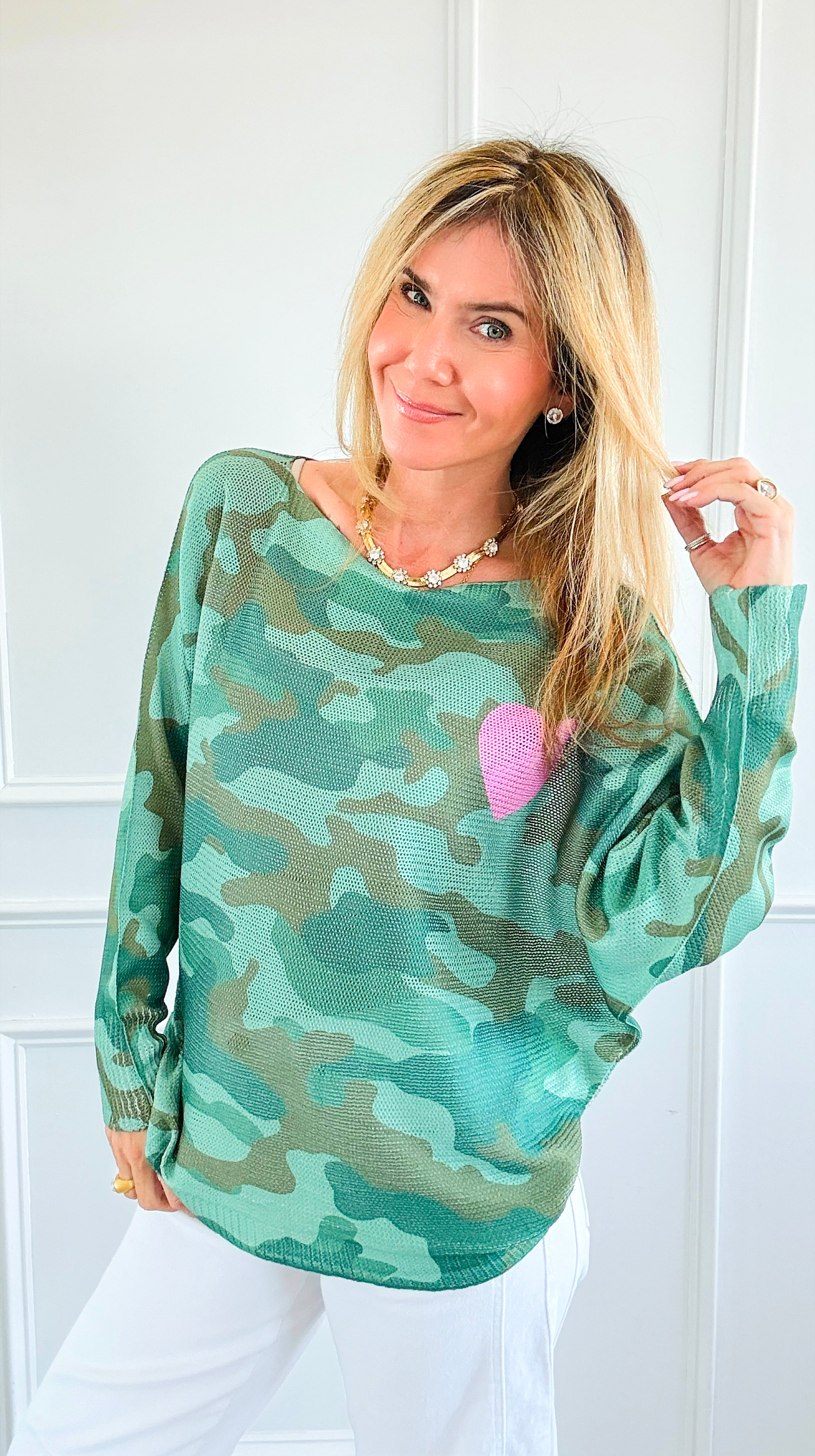 Heart Camo Italian St Tropez Knit
