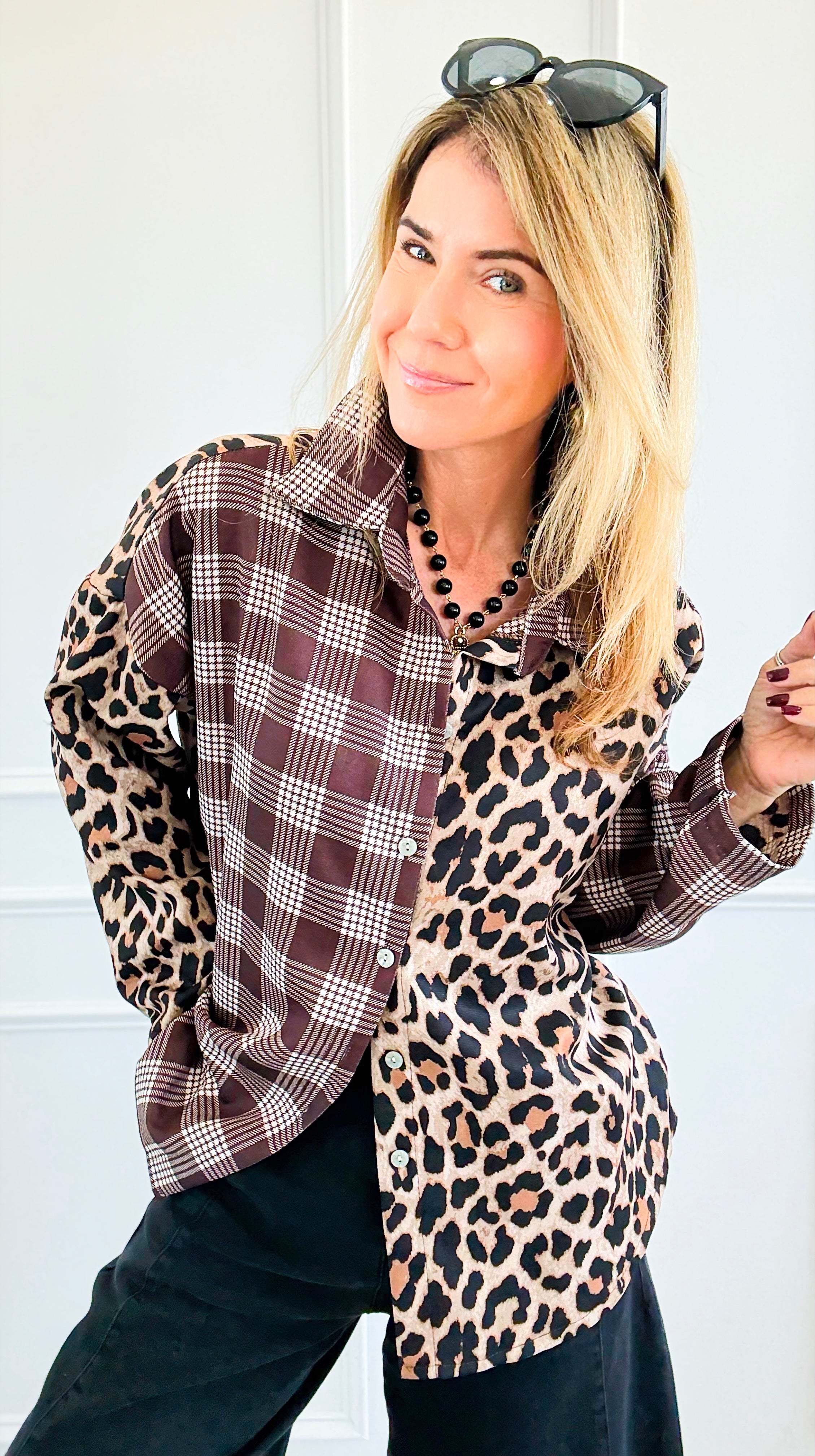 Two Sides Story Italian Button- Down Top-110 Long Sleeve Tops-SEÑORITA C-Coastal Bloom Boutique, find the trendiest versions of the popular styles and looks Located in Indialantic, FL