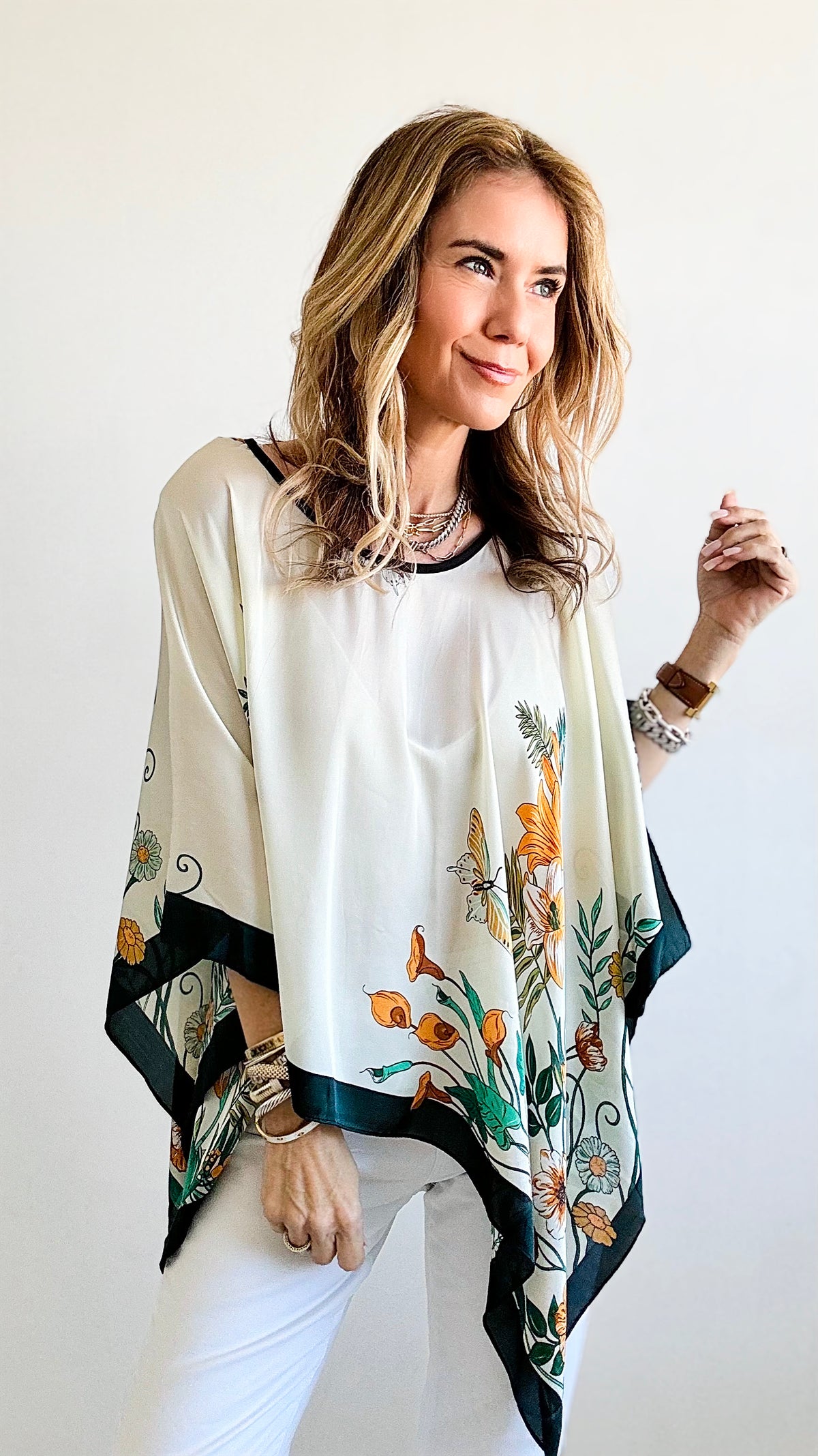 Floral Print Poncho-150 Cardigans/Layers-CBALY-Coastal Bloom Boutique, find the trendiest versions of the popular styles and looks Located in Indialantic, FL