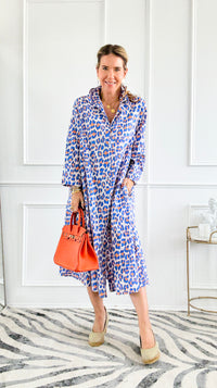 Wild Energy Italian Button Dress- Royal Blue