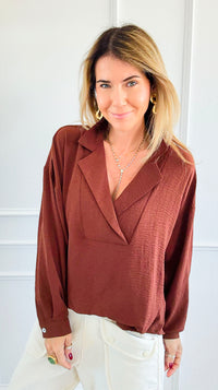 Textured Treasure Woven Top-110 Long Sleeve Tops-LIME 'N' CHILI-Coastal Bloom Boutique, find the trendiest versions of the popular styles and looks Located in Indialantic, FL