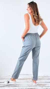 Spring Italian Jogger Pant- Gray-180 Joggers-Italianissimo-Coastal Bloom Boutique, find the trendiest versions of the popular styles and looks Located in Indialantic, FL