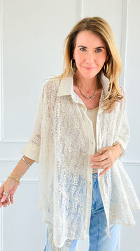 Radiant Lace Illusion Italian Blouse-170 Bottoms-SEÑORITA C-Coastal Bloom Boutique, find the trendiest versions of the popular styles and looks Located in Indialantic, FL