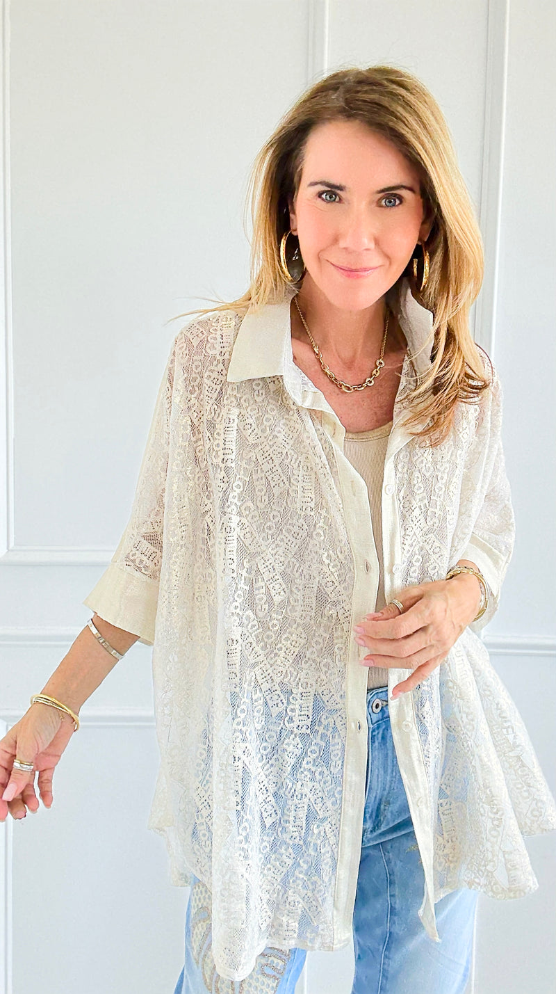 Radiant Lace Illusion Italian Blouse-170 Bottoms-SEÑORITA C-Coastal Bloom Boutique, find the trendiest versions of the popular styles and looks Located in Indialantic, FL