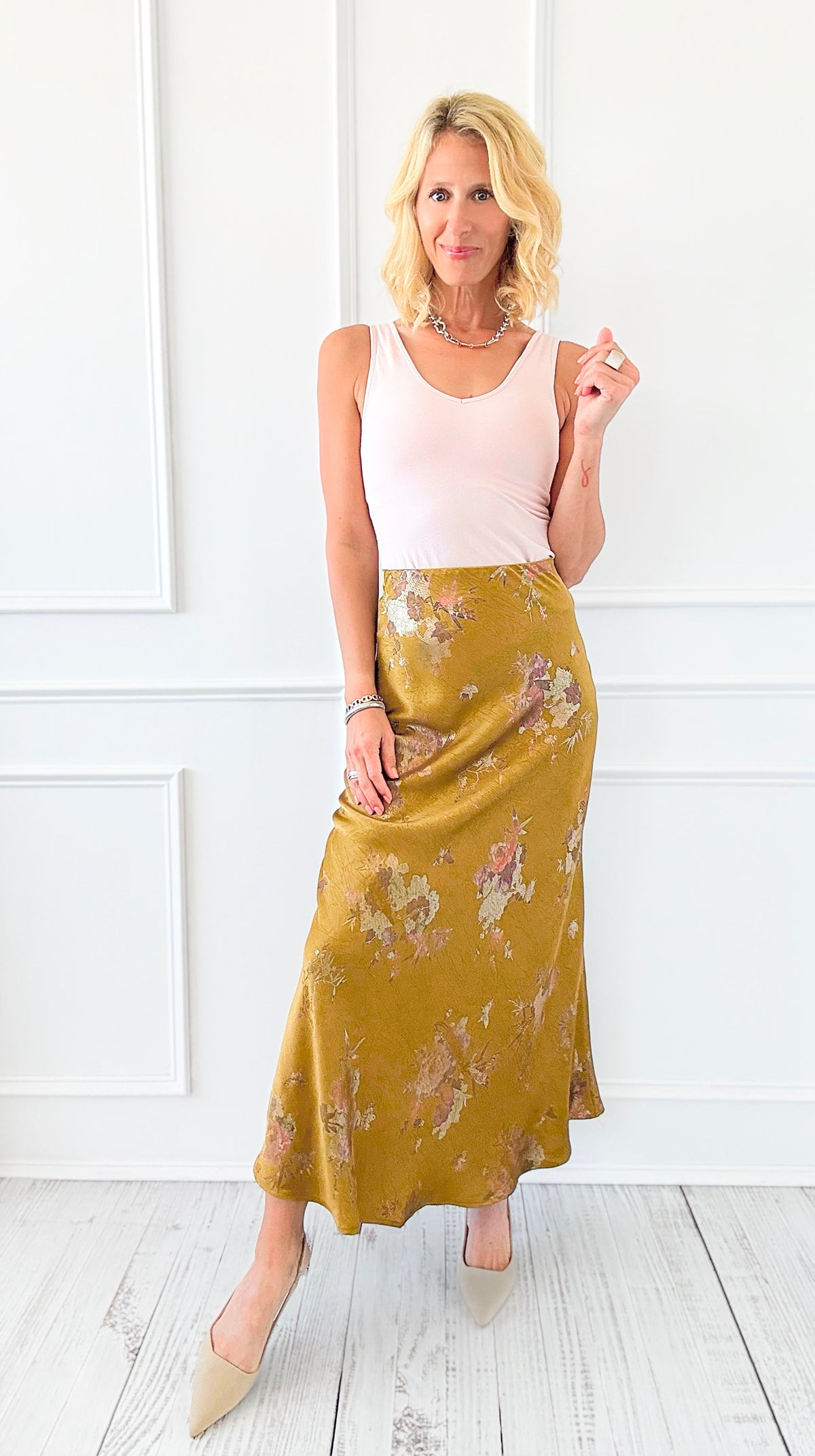 Golden Hour Floral Skirt-170 Bottoms-TABA-Coastal Bloom Boutique, find the trendiest versions of the popular styles and looks Located in Indialantic, FL